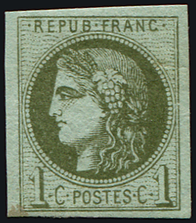 * 39C   1c. Olive, R III, Quasi **, TB - 1870 Emission De Bordeaux