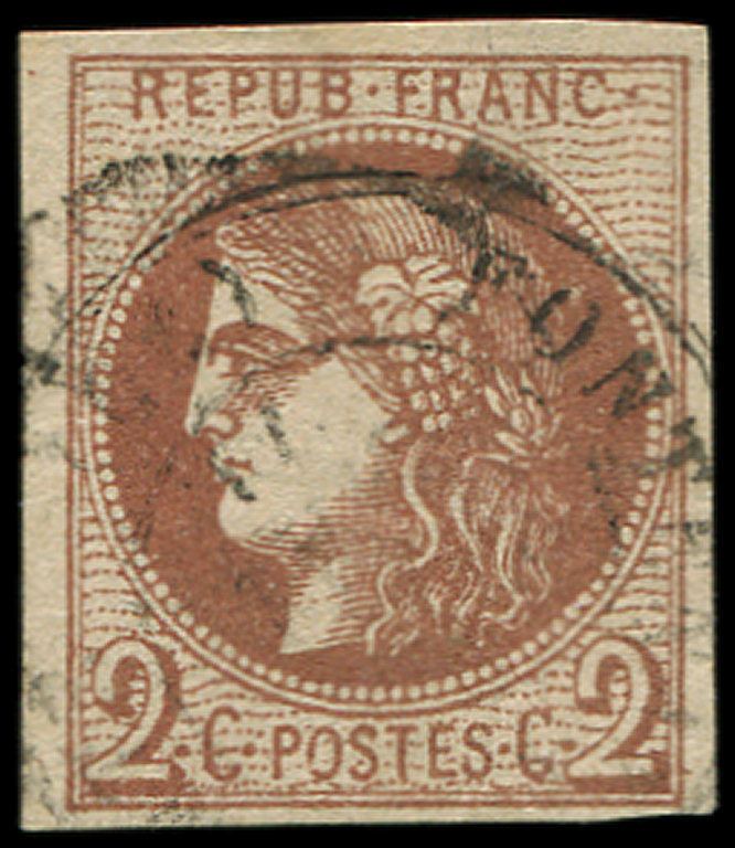 40Bb  2c. MARRON, R II, Obl., TB - 1870 Emission De Bordeaux