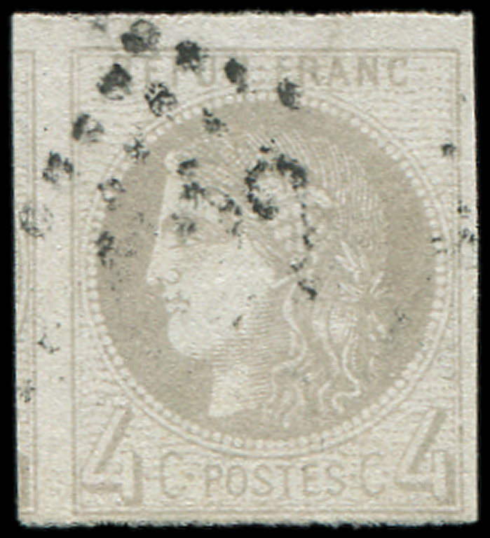 41B   4c. Gris, R II, Voisin à Gauche, Obl. GC, TB/TTB - 1870 Emission De Bordeaux