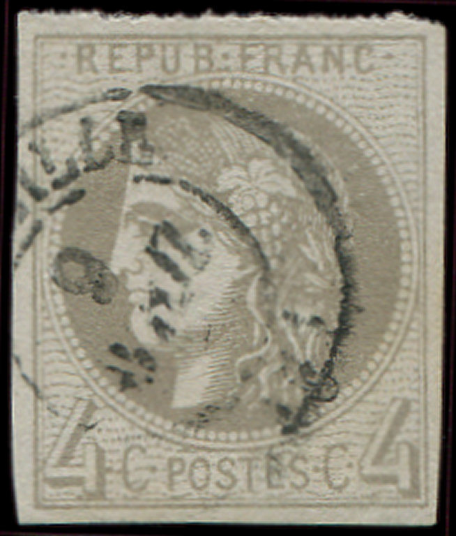 41B   4c. Gris, R II, Obl. Càd MARSEILLE, TB - 1870 Emission De Bordeaux