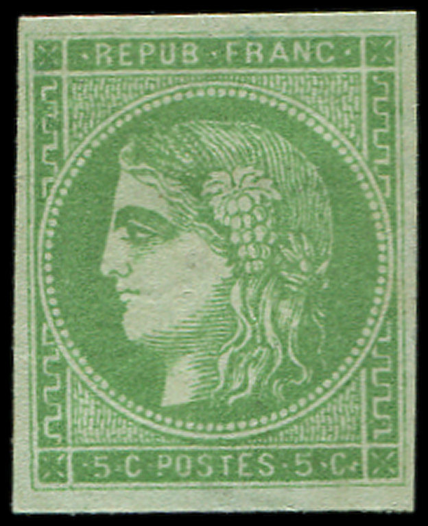 * 42B   5c. Vert-jaune, R II, TB. C - 1870 Emission De Bordeaux
