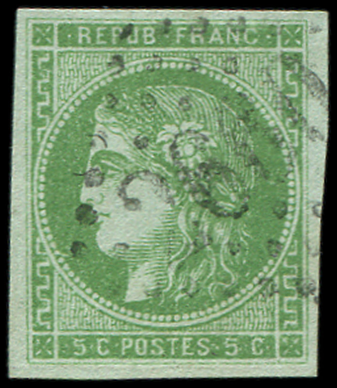 42Bk  5c. Vert Jaune, R II, 3ème état, Oblitéré GC 2660, TB - 1870 Emission De Bordeaux