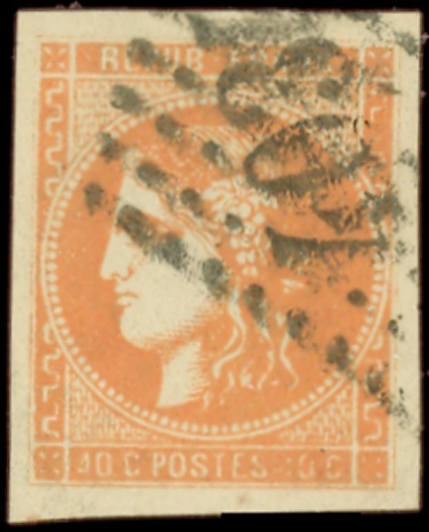 48   40c. Orange, Très Belles Marges, Obl. GC, TB - 1870 Emission De Bordeaux