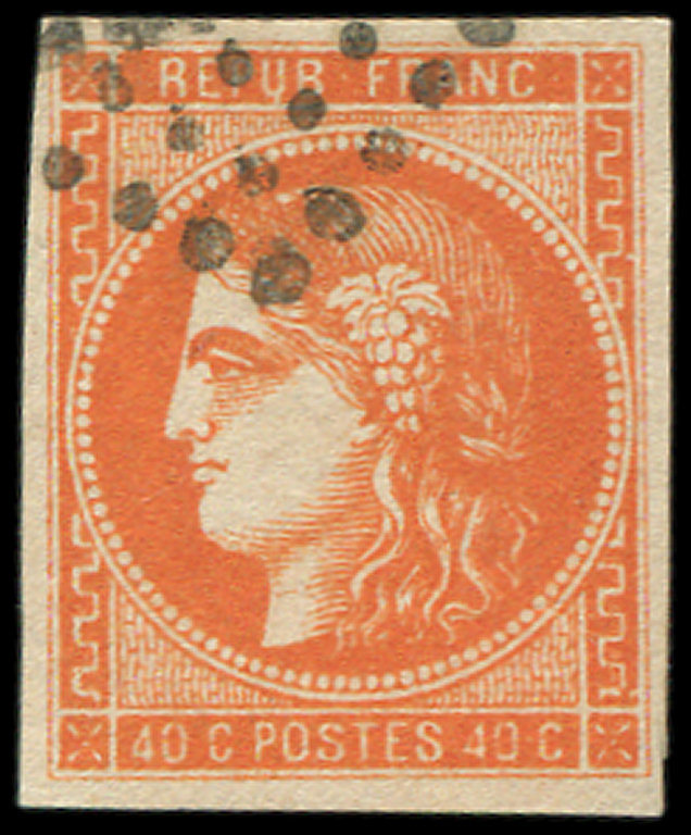 48a  40c. Orange Vif, Obl., Effigie Dégagée, Position 10, TTB - 1870 Emission De Bordeaux