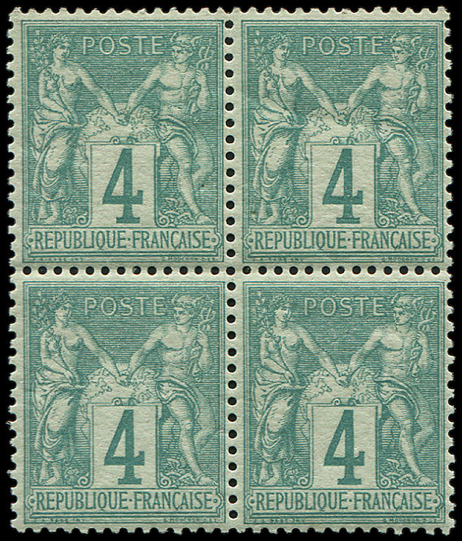 ** 63    4c. Vert, BLOC De 4 Très Bien Centré, TB - 1876-1878 Sage (Type I)