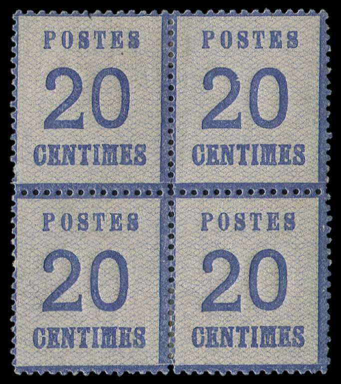 * 6   20c. Bleu, BLOC De 4, Frais Et TB - Lettres & Documents