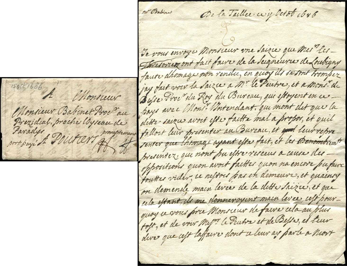 Let MP Manuscrite "port Payé" Sur LAC De 1646, TB - Autres & Non Classés