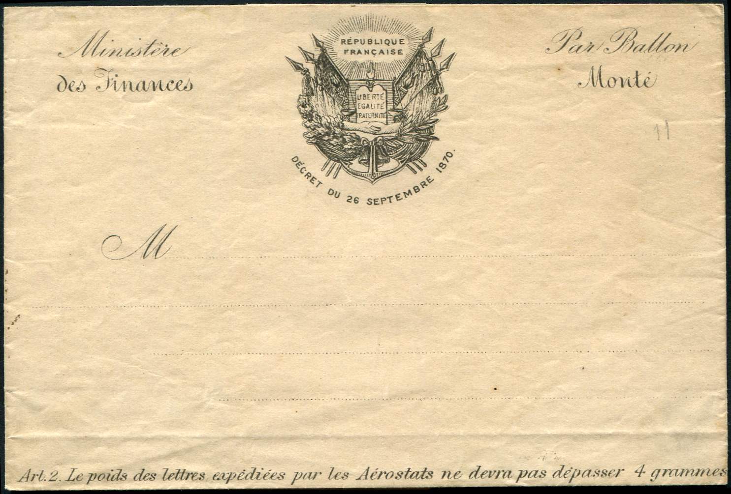 Let Guerre De 1870 Formule Neuve "aux Drapeaux" Du Ministère Des Finances, TTB - Guerre De 1870