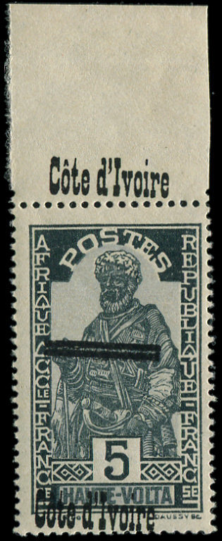 ** COTE D'IVOIRE 90 : 5c. Bleu-noir Et Azuré, Surcharge TRES DECALEE Et Sur Le Bdf, TB - Autres & Non Classés