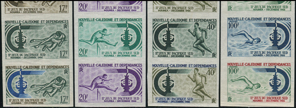 ** NOUVELLE CALEDONIE 332/35 : 5 De Chaque En ESSAIS De Couleur, TB - Neufs