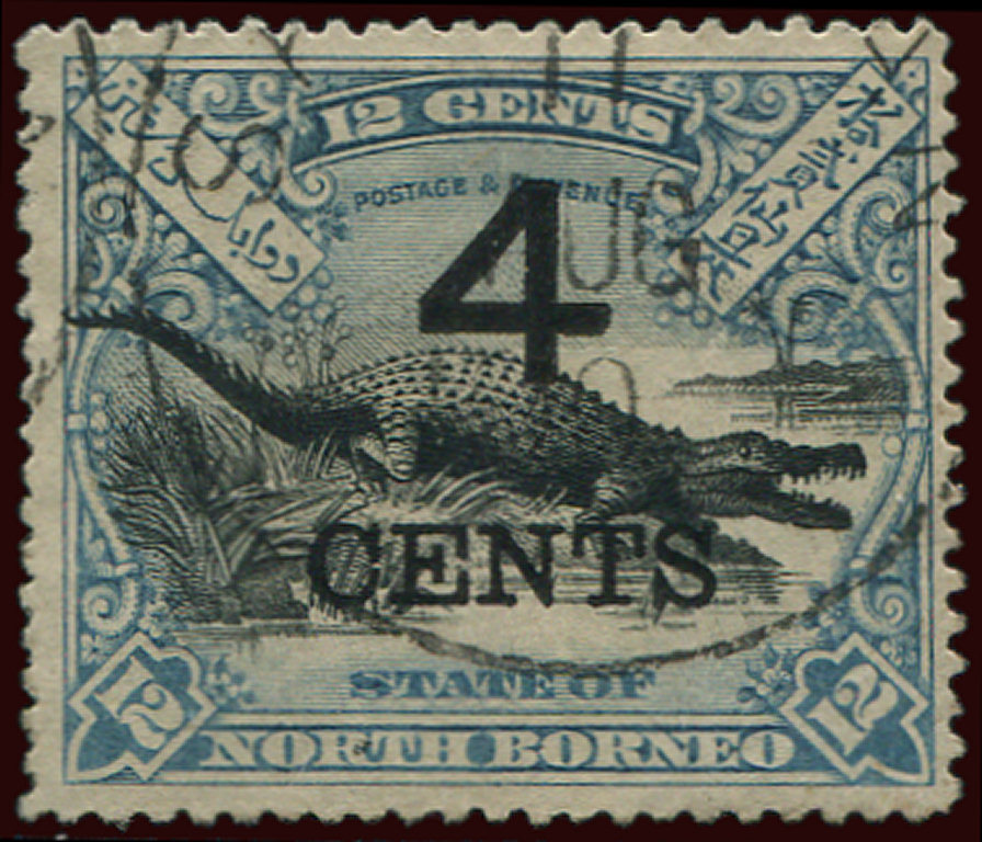 BORNEO DU NORD 89 : 4c. Sur 12c. Bleu Et Noir, Obl., TB - Bornéo Du Nord (...-1963)