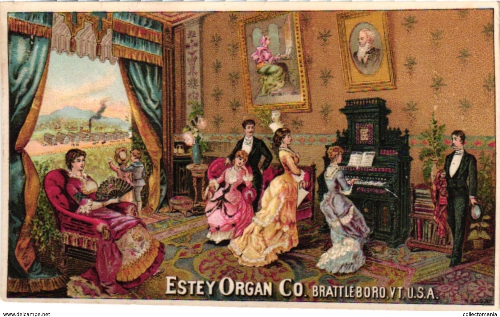1 Trade Card Chromo  Fabrique Piano Pub. Estey  Pianos & Organs   Brattleboro Vermont  USA  Lithography - Andere & Zonder Classificatie
