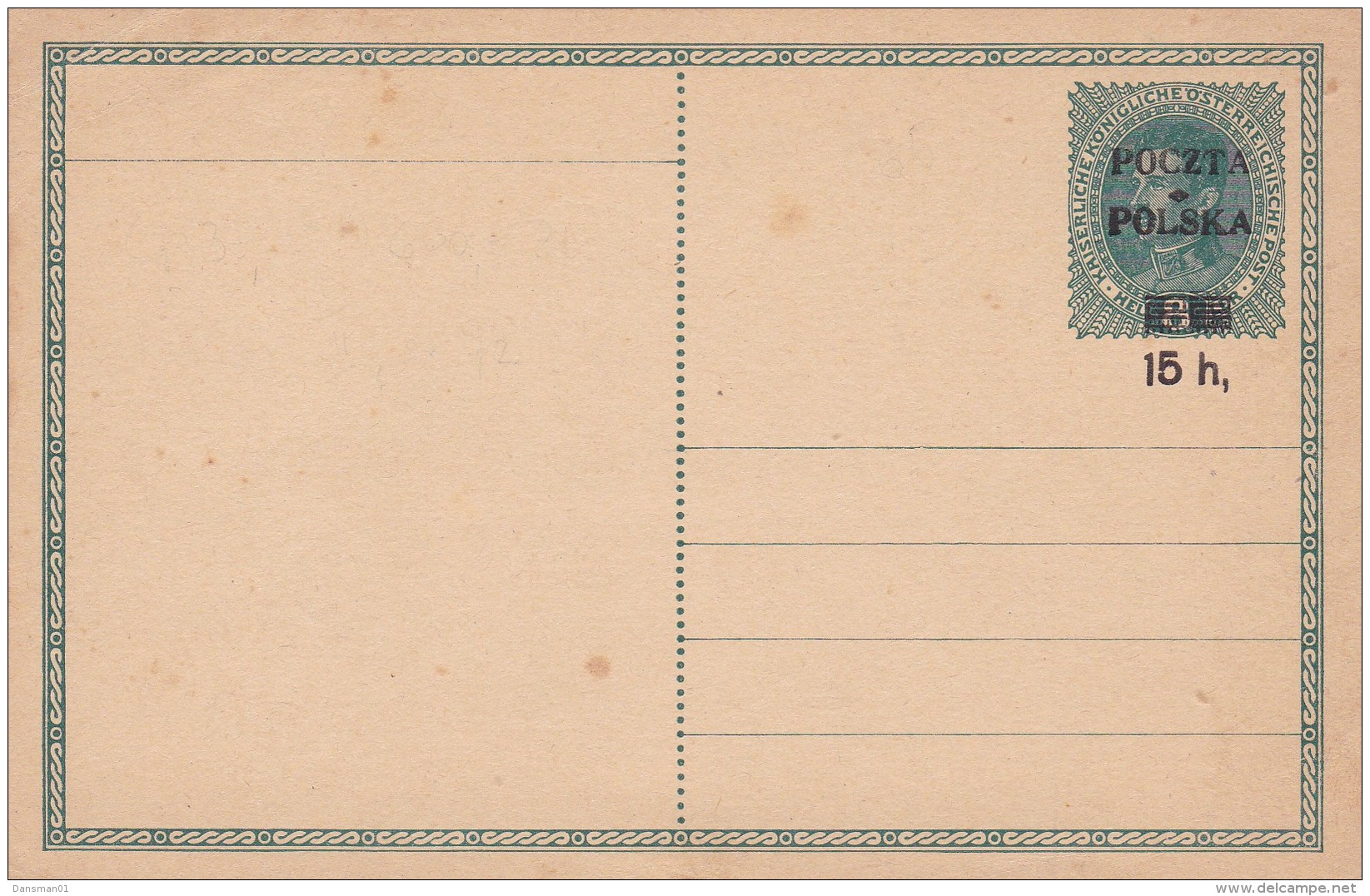POLAND 1919 Postcard Austria Ovpt Fi Cp 14II Mint Signed Schmutz Type 65 - Ganzsachen