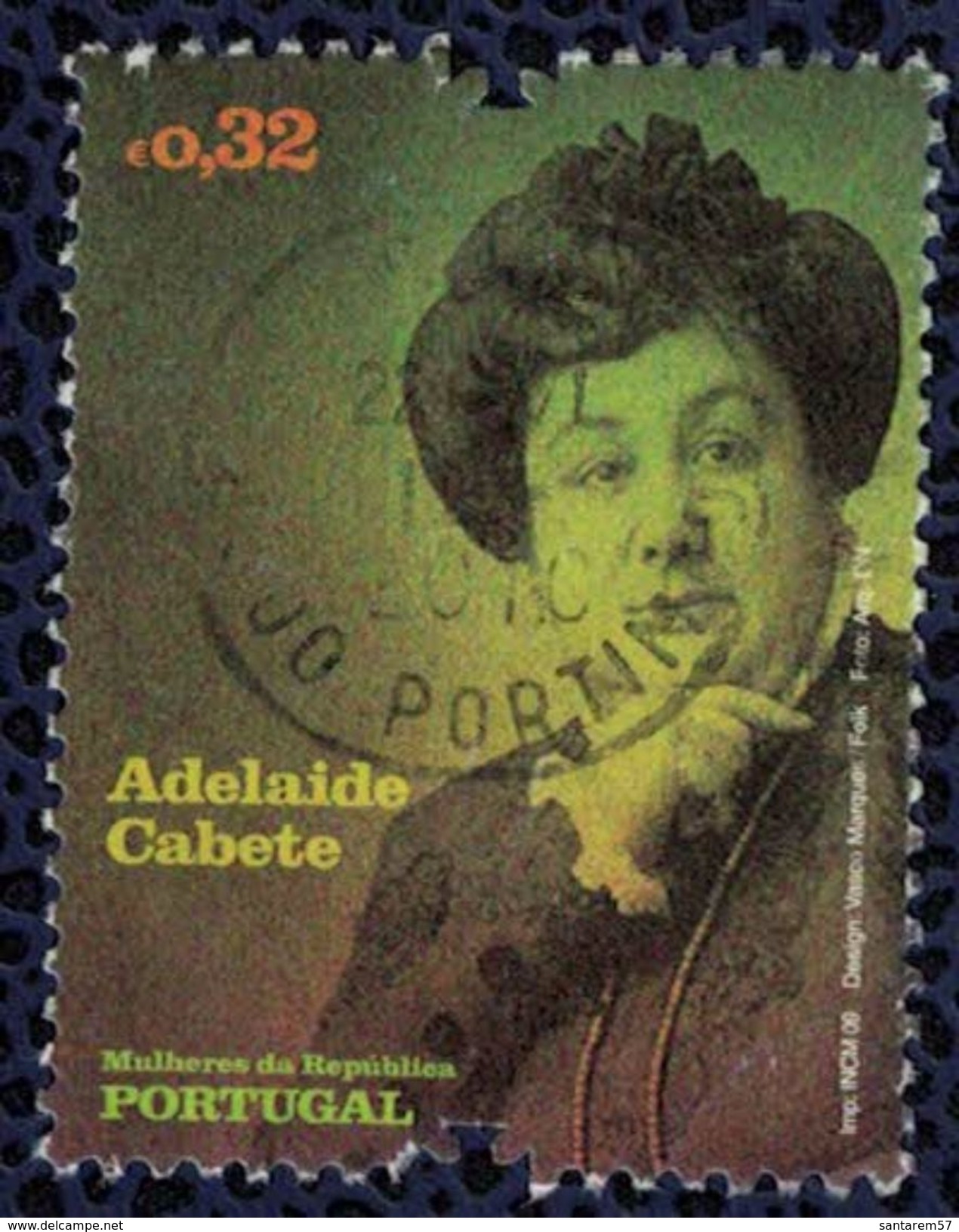 Timbre Oblitéré Used Stamp Selo Carimbado Sello Estampado Adelaide Cabete Mulheres Da Republica PORTUGAL 0,32EUR 2009 - Lettres & Documents