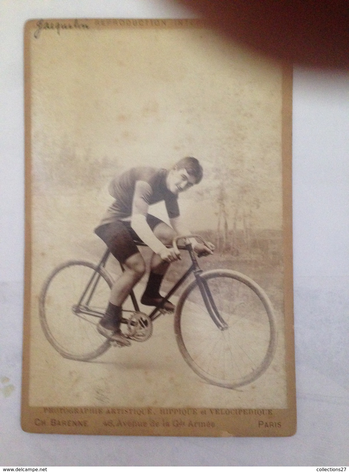 JACQUELIN - CYCLISTE - PHOTO SUR PLAQUE EN CARTON - Cyclisme