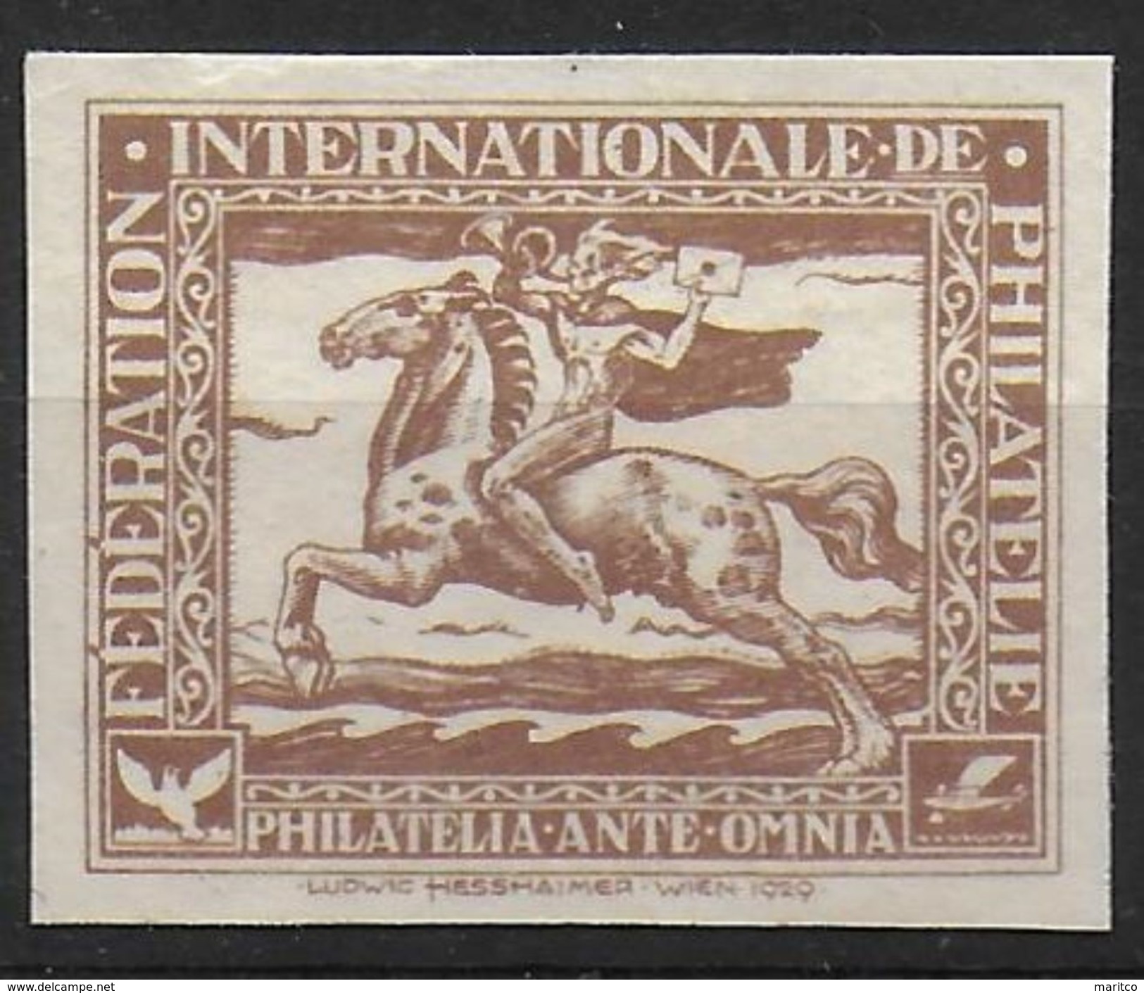 Austria Proof On Cardboard 1929 Federation Internationale De Philatelie - Proofs & Reprints