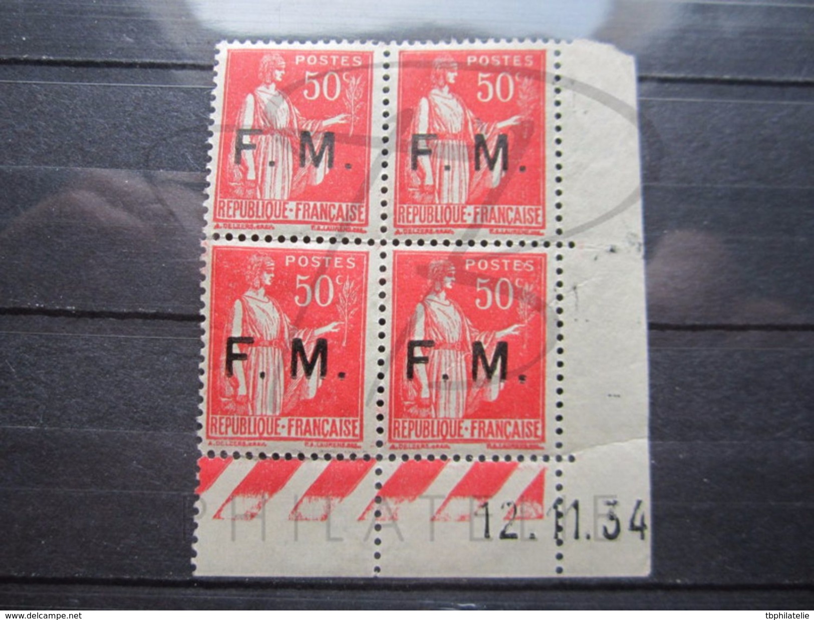 VEND TIMBRES FRANCHISE MILITAIRE DE FRANCE N° 7 EN BLOC DE 4 COIN DATE " 34 " , NEUFS AVEC CHARNIERES !!! (a) - Autres & Non Classés