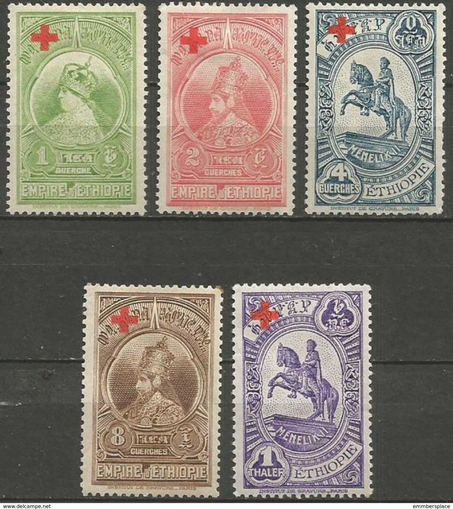 Ethiopia - 1936 Red Cross Set Of 5 MH *   Sc B1-5 - Etiopia