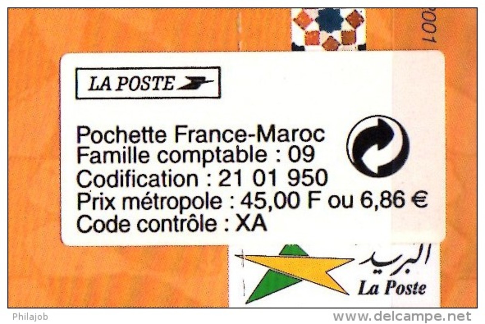 (Prix à La Poste = 6.86 &euro;) Pochette D'Emission Commune De 2001 SOUS BLISTER  FRANCE MAROC". N°YT 2 X 3241 42 +Timb - Emissions Communes