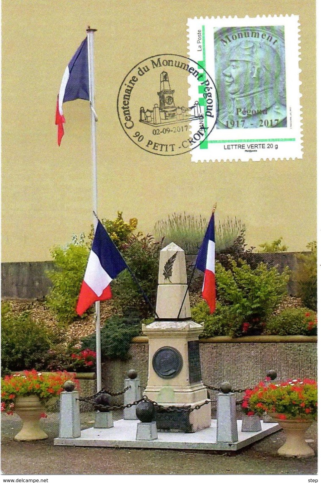 PETIT-CROIX (BELFORT) : PREMIERE GUERRE MONDIALE AVIATION Oblit Temp 2017 Monument PEGOUD CP Et MTAM CONCORDANT - Prima Guerra Mondiale