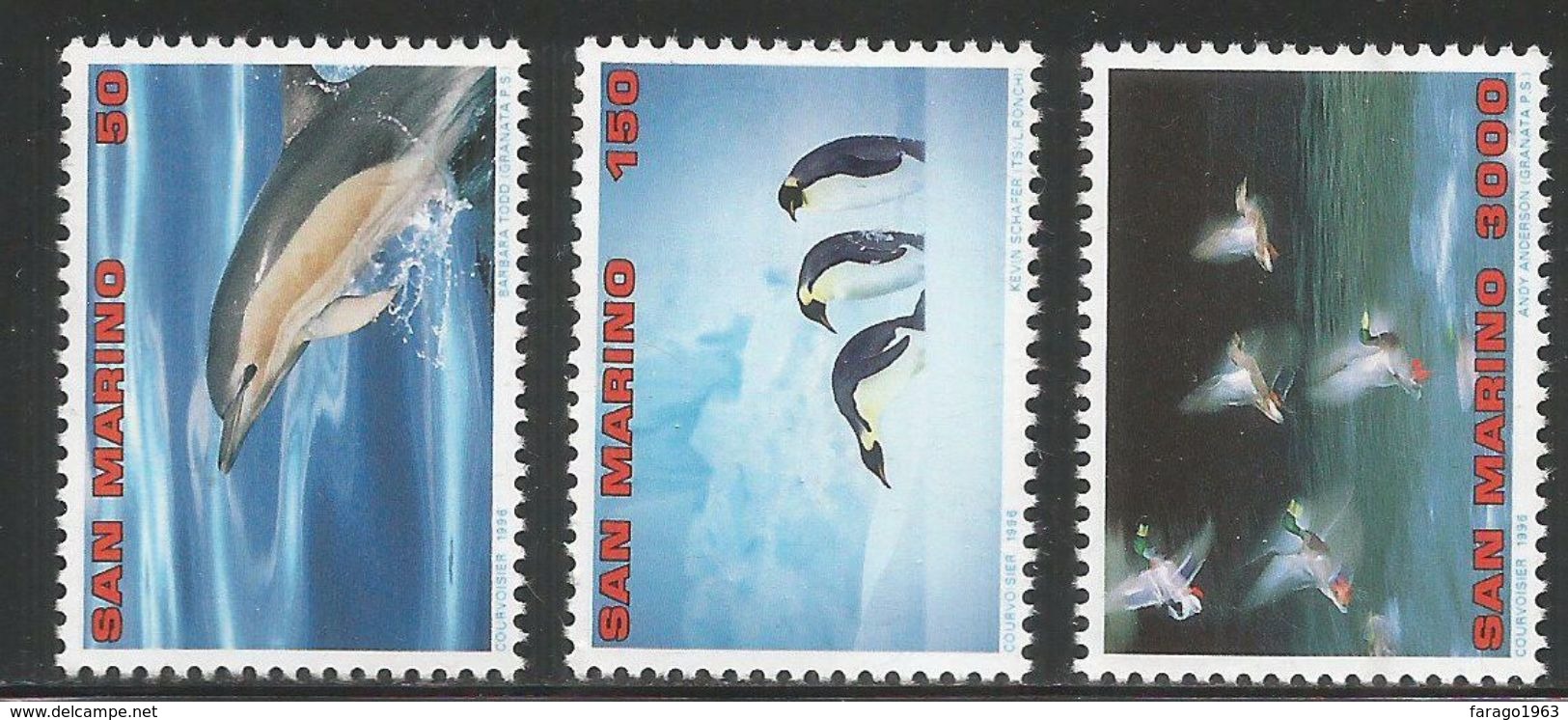 1996 San Marino Nature Exhibition Penguins Butterflies Frogs  Complete Set Of 5  MNH - Pinguini