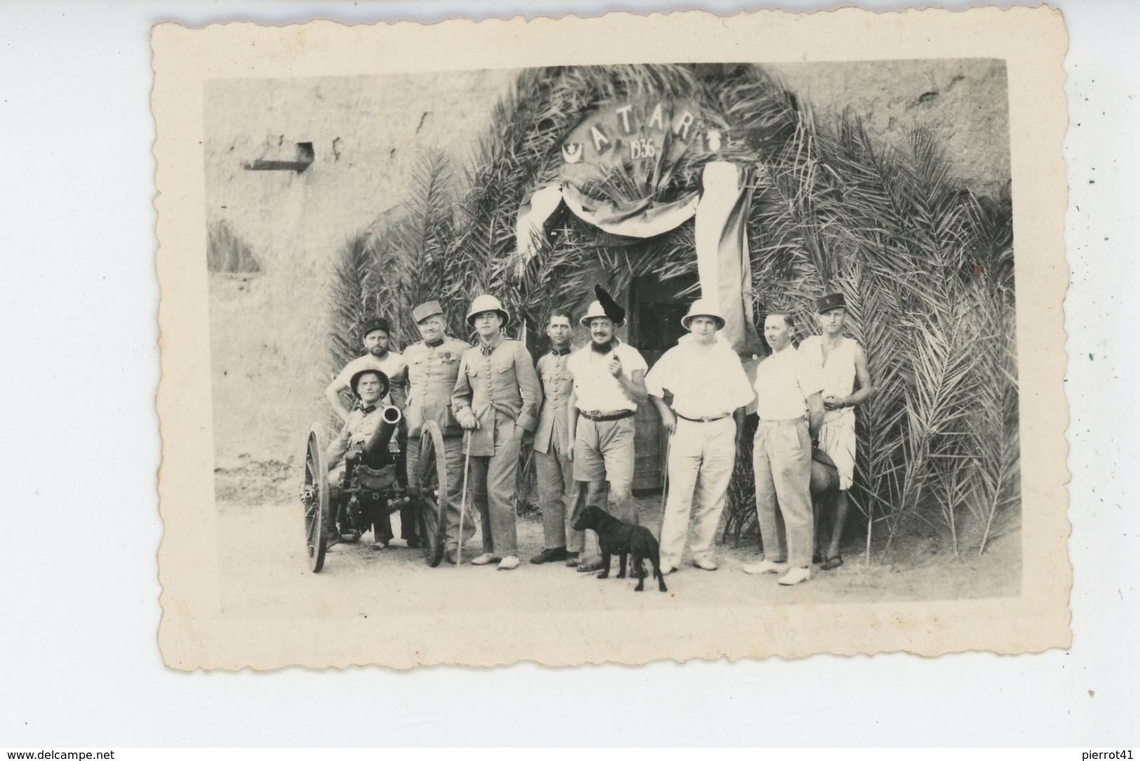 AFRIQUE - MAURITANIE - ATAR - Militaires Régiment Colonial Posant Avec Un Canon En 1936 - Mauritania