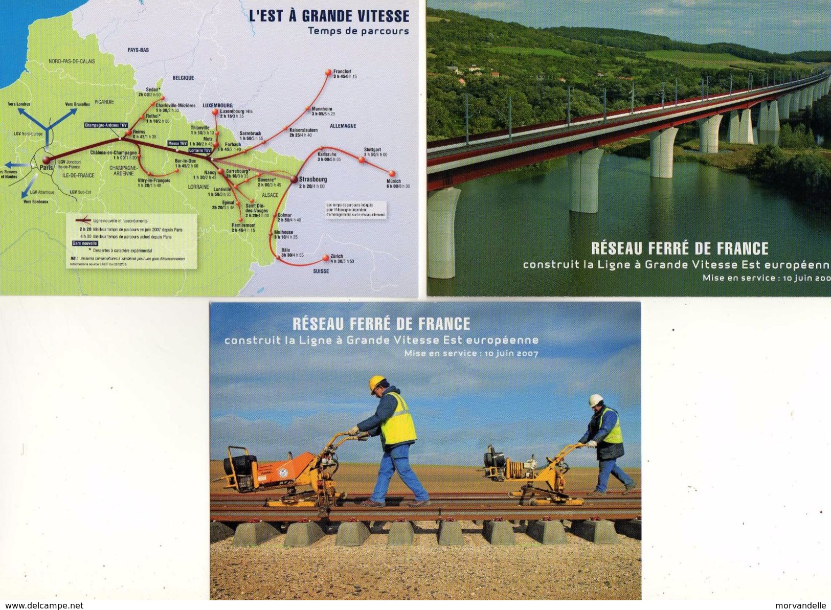 CPM - LOT DE 3 CARTES RESEAU FERRE DE FRANCE - Le Viaduc De Moselle, Temps De Parcours,Clipsage Des Rails SOUILLY( Meuse - Ouvrages D'Art