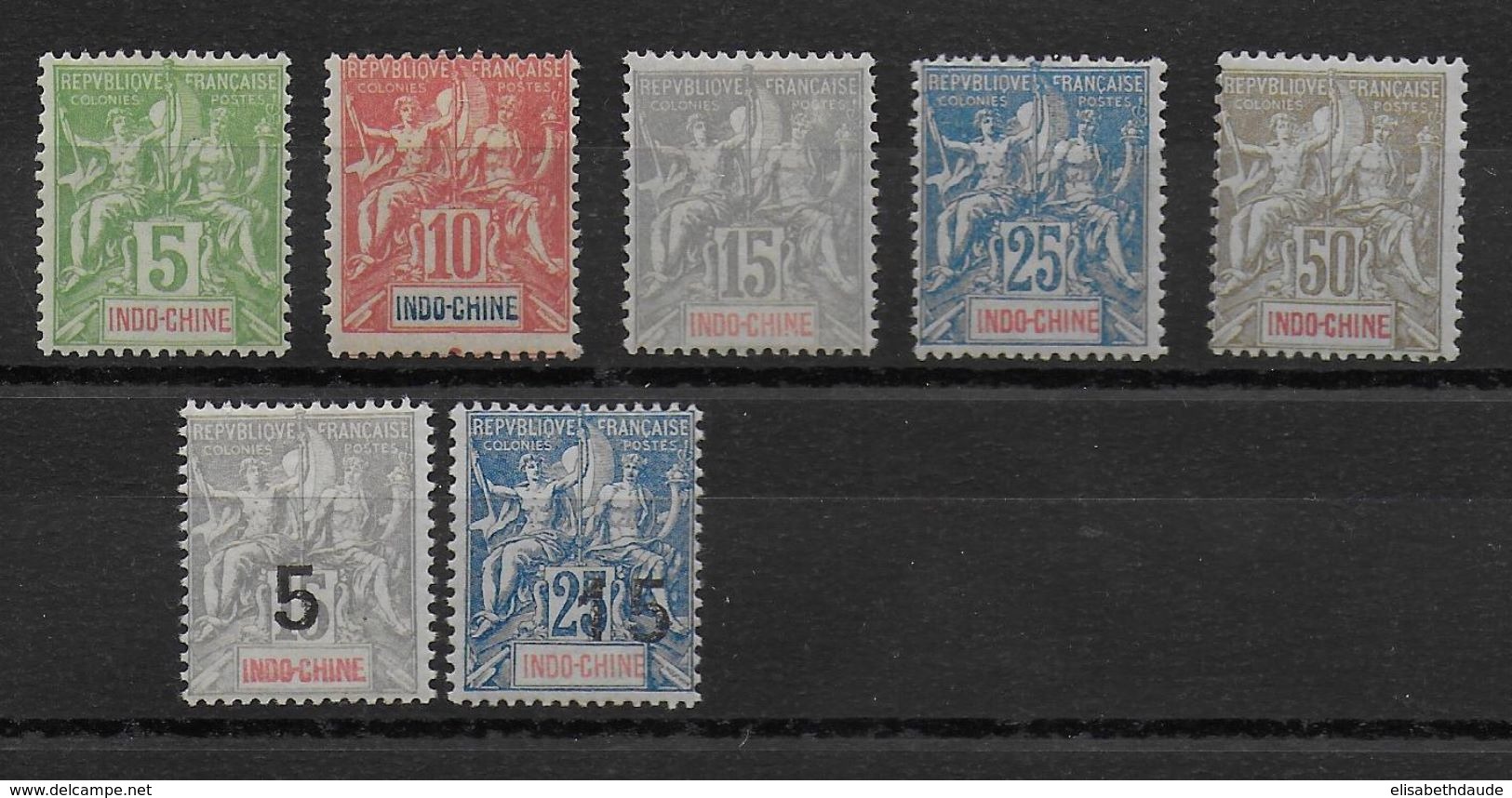 INDOCHINE - YVERT N°17/23 * CHARNIERE CORRECTE - COTE = 79.70 EUROS - Unused Stamps