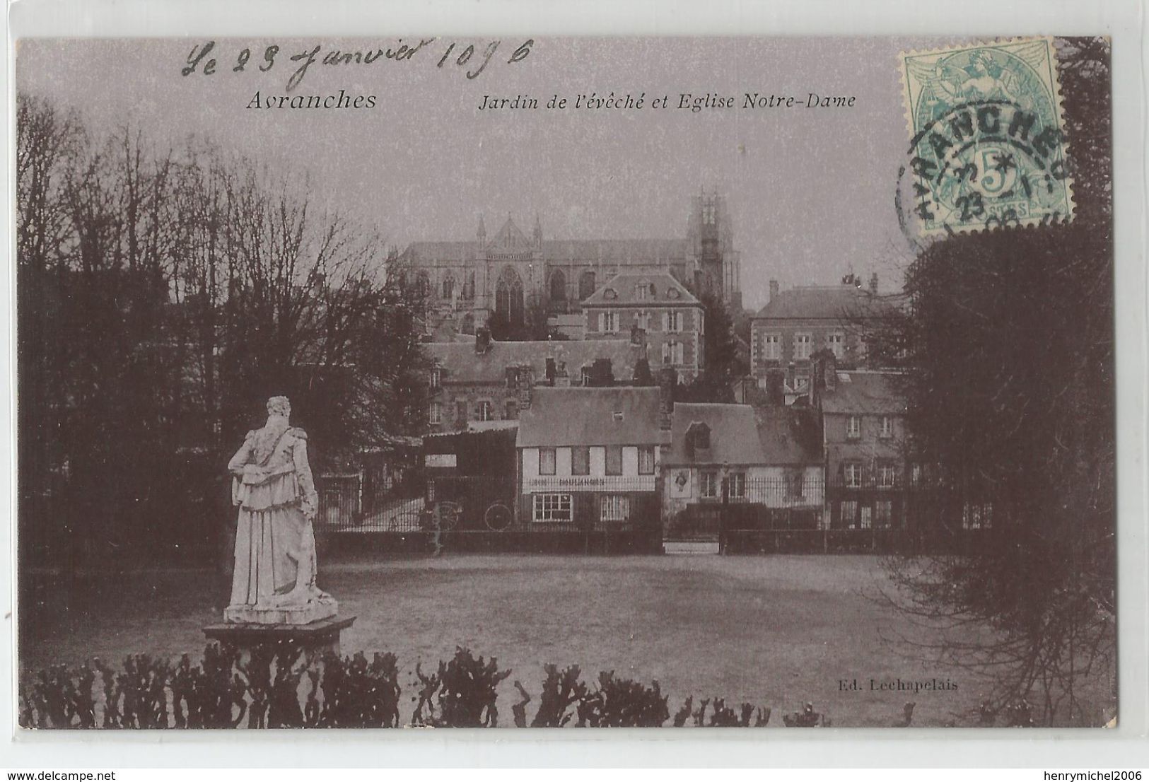 Manche - 50 - Avranches Jardin De L'éveché Et église Notre Dame 1906 Ed Lechapelais - Avranches