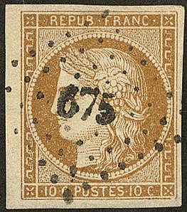 No 1a, Bistre-brun, Petit Bdf, Obl Pc 675. - TB - 1849-1850 Ceres