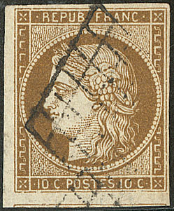No 1d, Bistre Verdâtre Foncé, Un Voisin, Très Belle Nuance. - TB - 1849-1850 Cérès