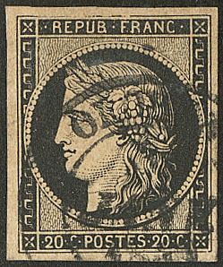 Janvier 1849. Moyen Cad Noir Type 14. 3 Janvier Sur N°3. - TB - 1849-1850 Ceres
