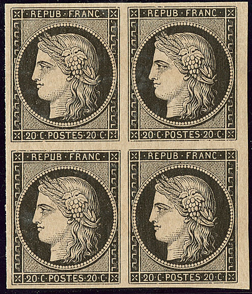 ** No 3, Bloc De Quatre, Très Frais. - TB - 1849-1850 Ceres