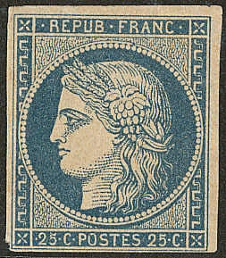 * No 4c, Bleu Foncé, Petite Marge En Bas Sinon TB. - R - 1849-1850 Ceres