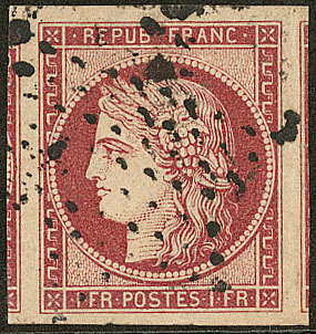 No 6, Deux Voisins, Obl Grille, Jolie Pièce. - TB. - R - 1849-1850 Cérès