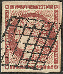 Rouge-brun. No 7d (Yv. 6A), Obl Grille, Jolie Pièce. - TB. - RR - 1849-1850 Ceres