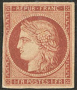 * Vermillon Terne. No 7b, Réparé Dans L'angle Supérieur Gauche Mais Superbe D'aspect. - RR - 1849-1850 Ceres