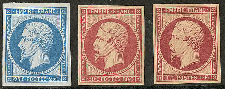 * Réimpression. Nos 15f, 17Ag, 18e, Très Frais. - TB. - R - 1853-1860 Napoleon III