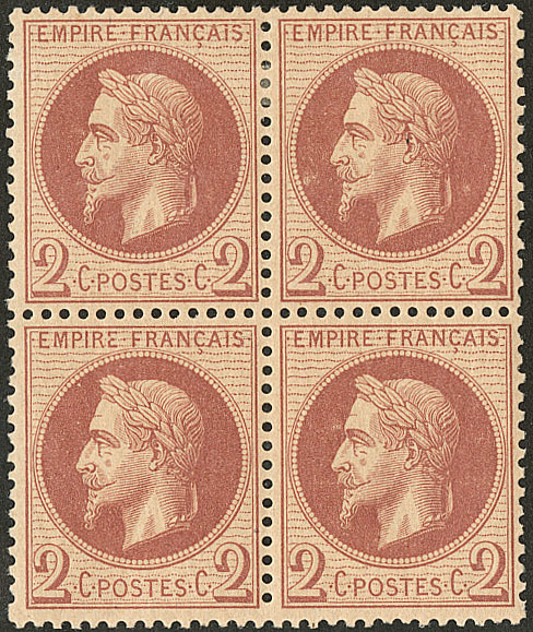 ** No 26I, Rouge-brun, Bloc De Quatre (deux Ex *), Très Frais Et Centré. - TB - 1863-1870 Napoleon III With Laurels