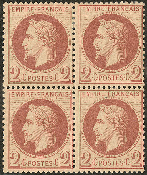 * No 26II, Bloc De Quatre, Très Frais. - TB - 1863-1870 Napoleon III With Laurels