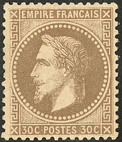 * No 30, Brun,. - TB - 1863-1870 Napoléon III Con Laureles