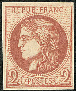 ** No 40IIb, Brun-rouge Foncé, Très Frais. - TB - 1870 Bordeaux Printing