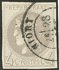 No 41II, Pos. 7, Obl Cad Niort. - TB - 1870 Bordeaux Printing