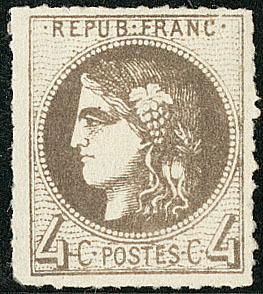 (*) No 41IIf, Gris Noir, Percé En Lignes, Infime Pelurage Au Verso Mais Nuance Exceptionnelle. - TB. - R - 1870 Ausgabe Bordeaux
