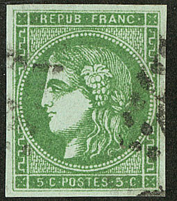 No 42IIa, Vert-jaune Foncé. - TB - 1870 Bordeaux Printing