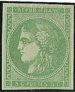 * No 42IIh, Vert-jaune Foncé. - TB - 1870 Bordeaux Printing