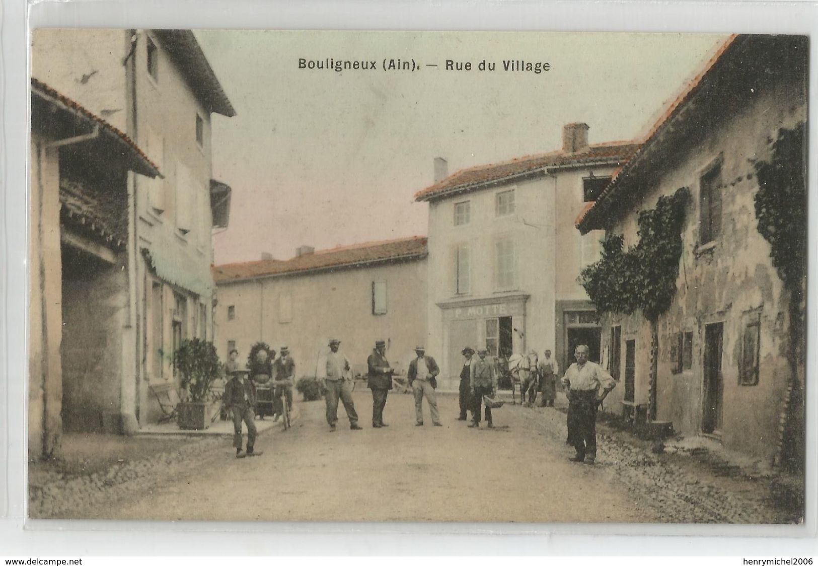 Ain 01 - Bouligneux Rue Du Village Animée Café Motte - Non Classés