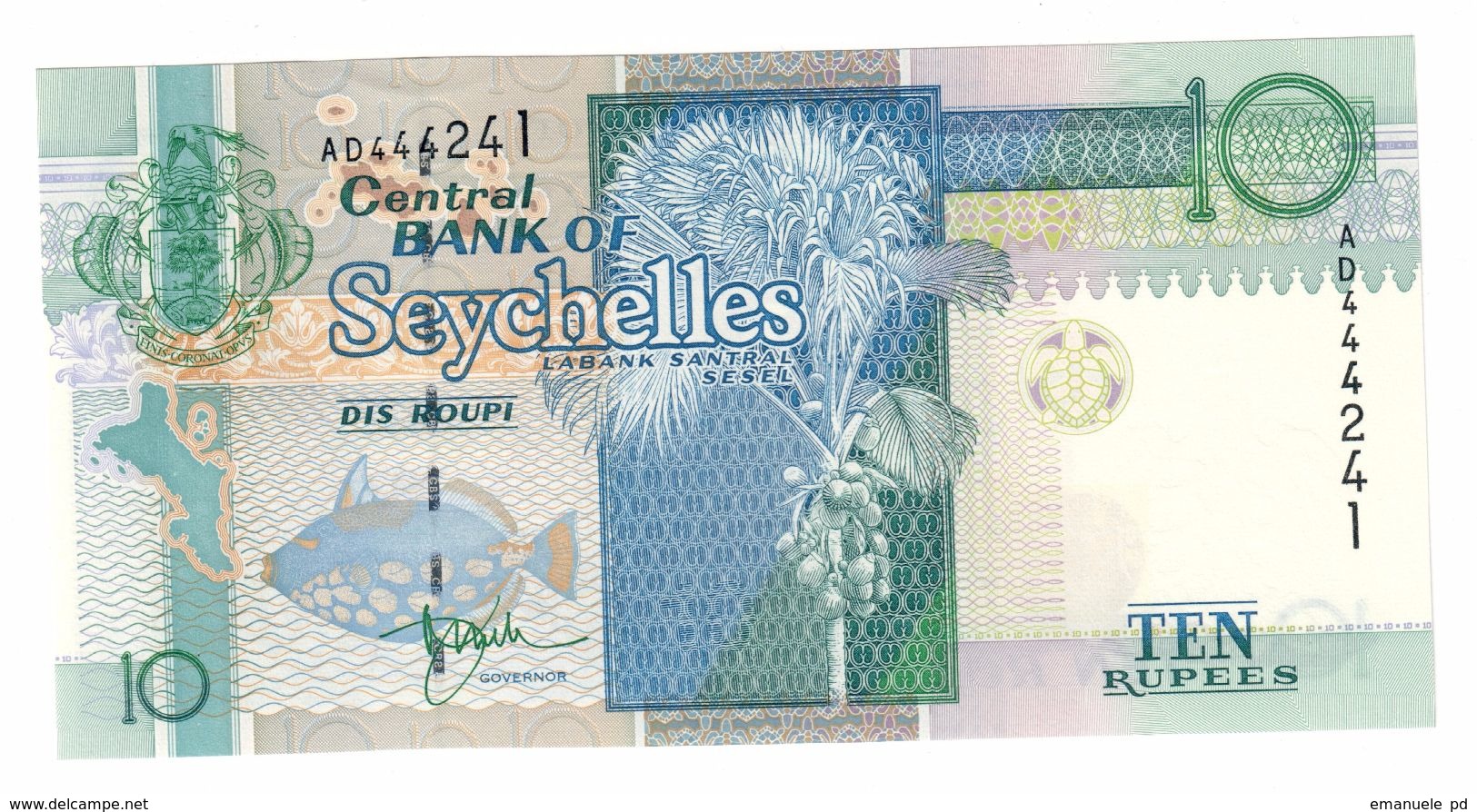 Seychelles 10 Rupees 1998 UNC  .C. - Seychelles