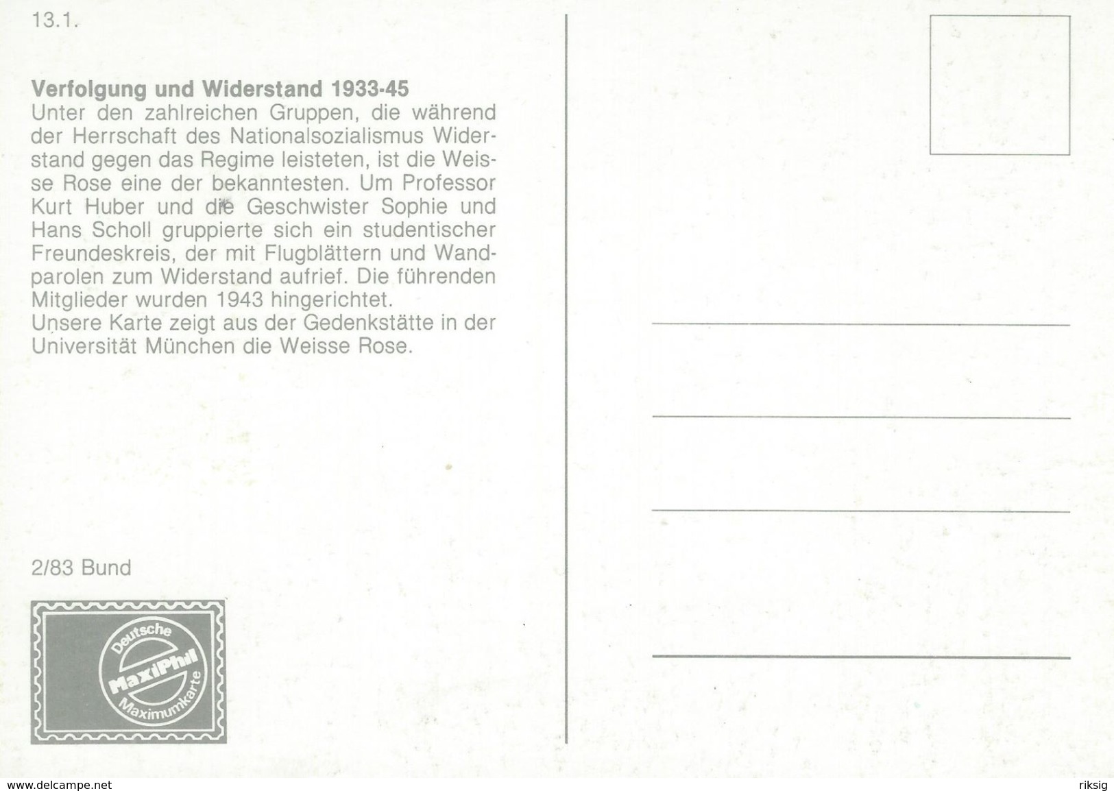 Gernany - Percecution And Resistance. Postmark:Dachau.   Maximumcard.  # 07150 - Other & Unclassified