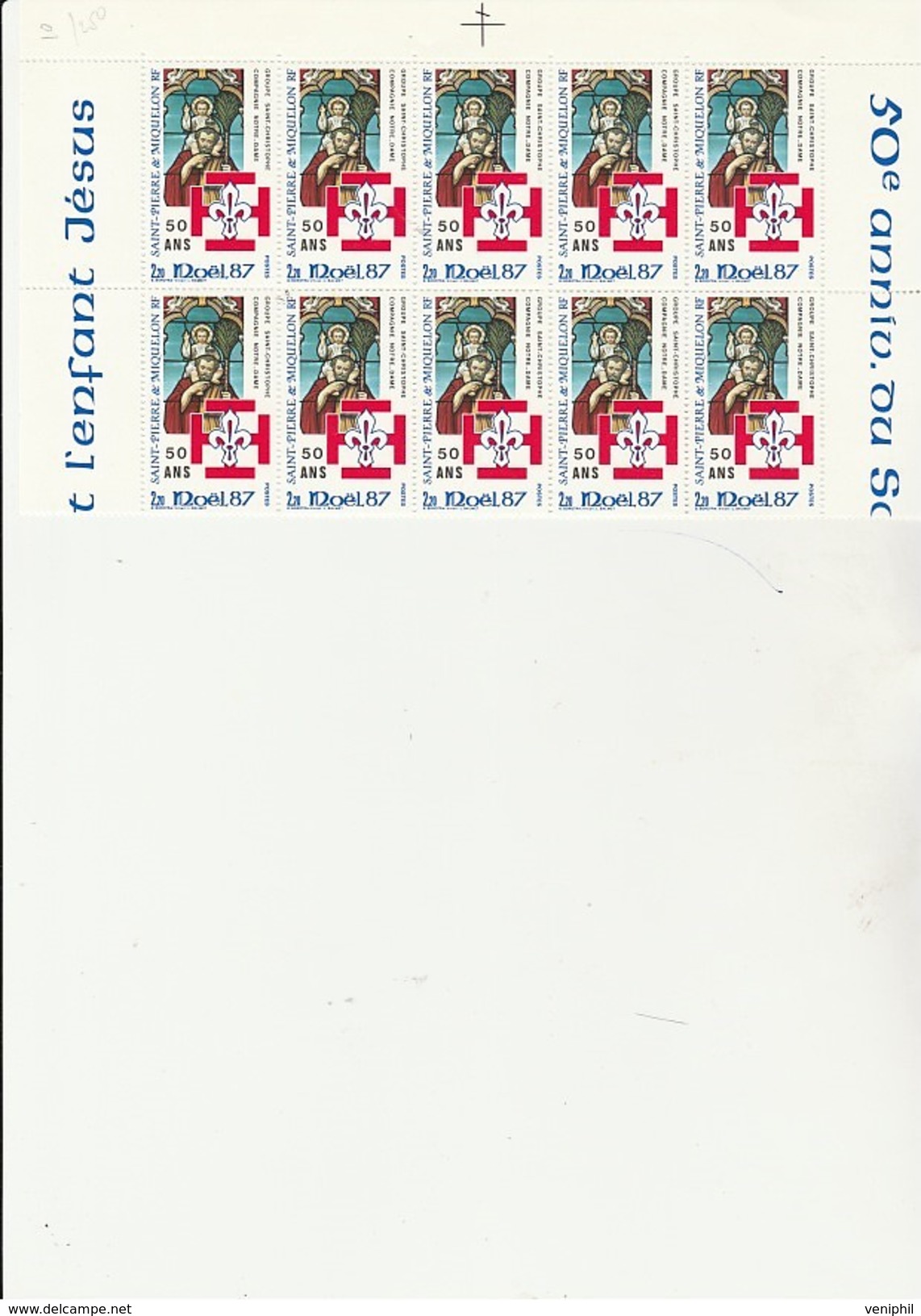 ST PIERRE ET MIQUELON   - FRAGMENT  FEUILLE DE 10 TIMBRES N° 483 - ANNEE 1987 - - COTE : 20 &euro; - Ongebruikt